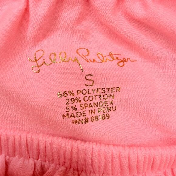 Lilly Pulitzer Women's S La Fortuna Off-Shoulder Ruffle Top Flamingo Hot Pink - Picture 3 of 7